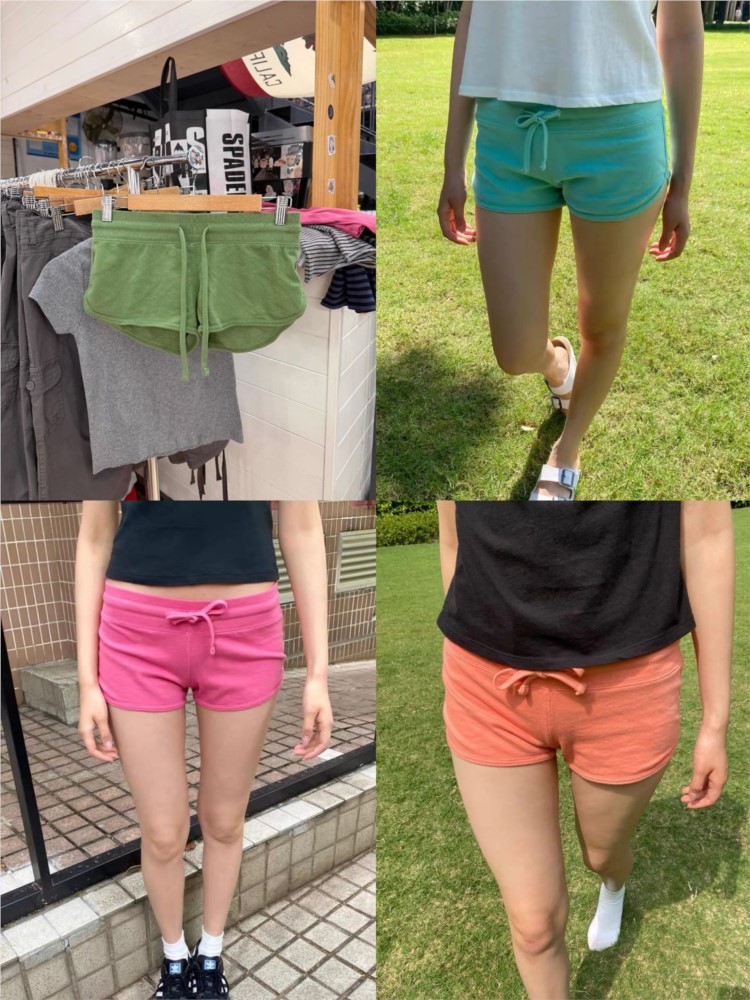 Short Linen Drawstring - Süße Bonbonfarben Baumwoll-Kurzhose für Damen Lässige