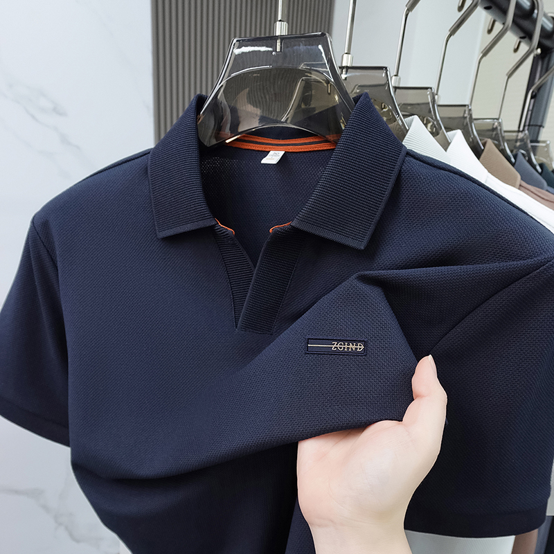 Polo Shirt Pique - Herren Einfarbige Piqué-Baumwoll-Poloshirts Kurzarm Reverskragen Atmungsaktiv