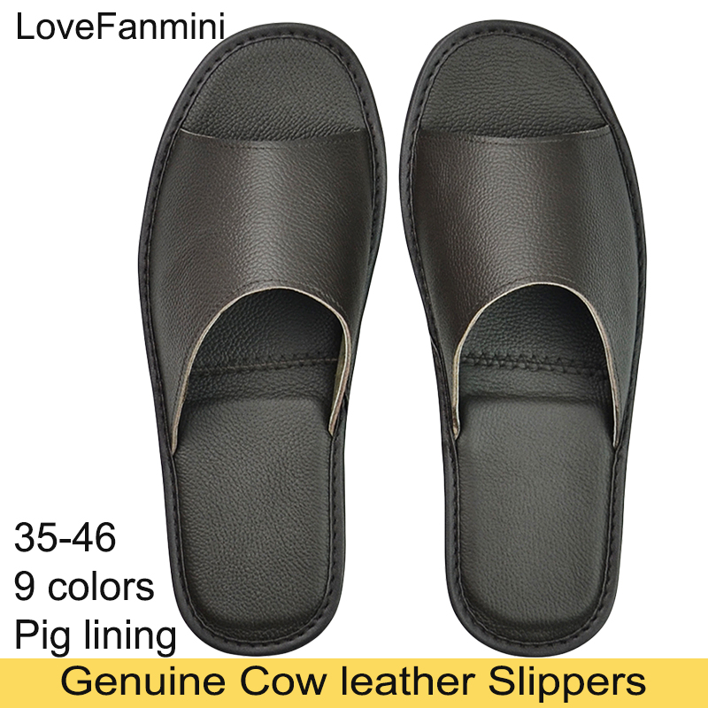Flip Flop Leather Men - Echtes Kuh Leder Hausschuhe Häuser in